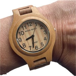 Tense unisex wood watch, light sustainable wood, 7.5 inches, made in Canada